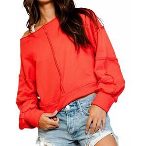 NEW BUCKETLIST solid cropped sweatshirt in red